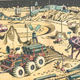 Imagen para el artículo titulado Helicópteros en la Luna y robots gigantes: así imaginaban los artistas soviéticos la vida en el espacio